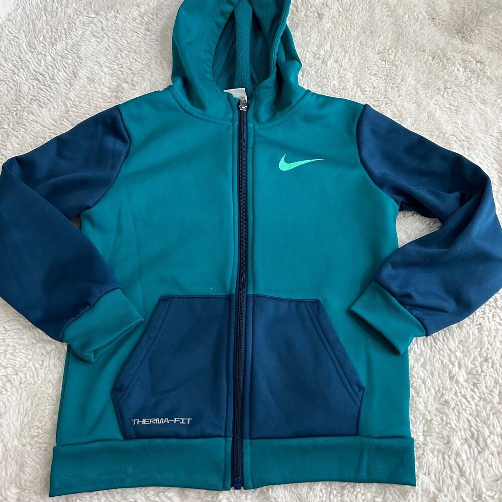 Nike Therma-Fit Fleece Full Zip Boys Sz 7 Sports Preppy School Athleisure Casual - Picture 2 of 7